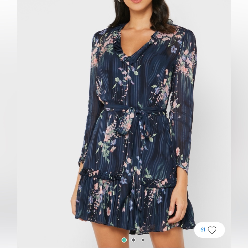 Reiss Shannon Floral Printed Midi Dress Print, Navy Blue Size 6